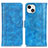 Leather Case Stands Flip Cover T04 Holder for Apple iPhone 14 Plus Blue