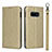 Leather Case Stands Flip Cover T04 Holder for Samsung Galaxy S10e Gold