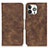 Leather Case Stands Flip Cover T06 Holder for Apple iPhone 13 Pro Max Brown