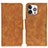 Leather Case Stands Flip Cover T06 Holder for Apple iPhone 14 Pro Orange