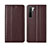 Leather Case Stands Flip Cover T06 Holder for Huawei Nova 7 SE 5G Brown