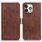 Leather Case Stands Flip Cover T07 Holder for Apple iPhone 13 Pro Brown