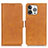 Leather Case Stands Flip Cover T07 Holder for Apple iPhone 13 Pro Max Yellow