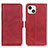 Leather Case Stands Flip Cover T07 Holder for Apple iPhone 15 Plus Red