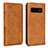 Leather Case Stands Flip Cover T07 Holder for Samsung Galaxy S10 Orange