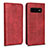 Leather Case Stands Flip Cover T07 Holder for Samsung Galaxy S10 Red