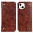 Leather Case Stands Flip Cover T08 Holder for Apple iPhone 13 Brown