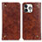 Leather Case Stands Flip Cover T08 Holder for Apple iPhone 13 Pro Brown