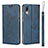 Leather Case Stands Flip Cover T08 Holder for Huawei P20 Blue