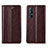 Leather Case Stands Flip Cover T08 Holder for Oppo Find X2 Neo Brown