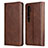 Leather Case Stands Flip Cover T08 Holder for Xiaomi Mi Note 10 Pro Brown