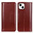 Leather Case Stands Flip Cover T09 Holder for Apple iPhone 14 Plus Brown