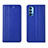 Leather Case Stands Flip Cover T09 Holder for Oppo Reno4 5G Blue