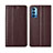 Leather Case Stands Flip Cover T09 Holder for Oppo Reno4 5G Brown