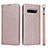 Leather Case Stands Flip Cover T09 Holder for Samsung Galaxy S10 Plus Rose Gold
