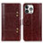 Leather Case Stands Flip Cover T10 Holder for Apple iPhone 14 Pro Max Brown