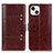 Leather Case Stands Flip Cover T10 Holder for Apple iPhone 15 Brown