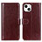 Leather Case Stands Flip Cover T12 Holder for Apple iPhone 13 Brown