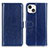 Leather Case Stands Flip Cover T12 Holder for Apple iPhone 15 Blue