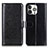 Leather Case Stands Flip Cover T12 Holder for Apple iPhone 16 Pro Black