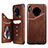 Leather Case Stands Flip Cover T14 Holder for Huawei Mate 30 5G Brown