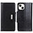 Leather Case Stands Flip Cover T15 Holder for Apple iPhone 15 Black