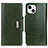 Leather Case Stands Flip Cover T15 Holder for Apple iPhone 15 Green