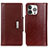 Leather Case Stands Flip Cover T15 Holder for Apple iPhone 15 Pro Max Brown