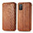 Leather Case Stands Flip Cover T16 Holder for Xiaomi Poco M3 Brown