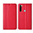 Leather Case Stands Flip Cover T16 Holder for Xiaomi Redmi Note 8 (2021) Red