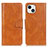 Leather Case Stands Flip Cover T17 Holder for Apple iPhone 13 Brown