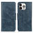 Leather Case Stands Flip Cover T17 Holder for Apple iPhone 15 Pro Blue