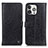 Leather Case Stands Flip Cover T18 Holder for Apple iPhone 14 Pro Black