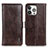 Leather Case Stands Flip Cover T20 Holder for Apple iPhone 14 Pro Brown