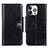 Leather Case Stands Flip Cover T21 Holder for Apple iPhone 14 Pro Black