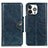 Leather Case Stands Flip Cover T21 Holder for Apple iPhone 14 Pro Max Blue