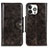 Leather Case Stands Flip Cover T21 Holder for Apple iPhone 14 Pro Max Brown