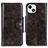 Leather Case Stands Flip Cover T21 Holder for Apple iPhone 15 Gray