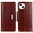 Leather Case Stands Flip Cover T22 Holder for Apple iPhone 13 Mini Brown