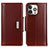 Leather Case Stands Flip Cover T22 Holder for Apple iPhone 14 Pro Brown