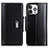 Leather Case Stands Flip Cover T22 Holder for Apple iPhone 15 Pro Max Black