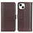 Leather Case Stands Flip Cover T23 Holder for Apple iPhone 13 Brown