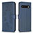 Leather Case Stands Flip Flowers Cover Holder BF1 for Google Pixel 7 5G Blue