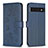 Leather Case Stands Flip Flowers Cover Holder BF1 for Google Pixel 7 Pro 5G Blue