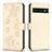 Leather Case Stands Flip Flowers Cover Holder BF1 for Google Pixel 7 Pro 5G Gold