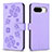 Leather Case Stands Flip Flowers Cover Holder BF1 for Google Pixel 8 5G Purple