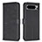 Leather Case Stands Flip Flowers Cover Holder BF1 for Google Pixel 8 Pro 5G Black