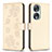 Leather Case Stands Flip Flowers Cover Holder BF1 for Huawei Honor 90 5G Gold