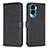 Leather Case Stands Flip Flowers Cover Holder BF1 for Huawei Honor 90 Lite 5G Black