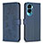 Leather Case Stands Flip Flowers Cover Holder BF1 for Huawei Honor 90 Lite 5G Blue